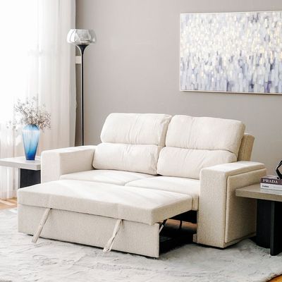 Linzi Fabric Sofa Bed w/ Storage and Wireless Charger  - Brown