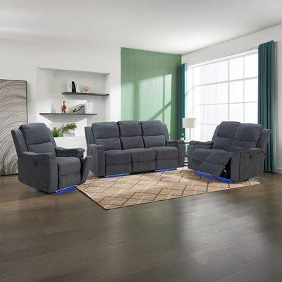 Piper 1 Seater Electric Motion Fabric Recliner W/ Led  & Cup Holder  - Grey