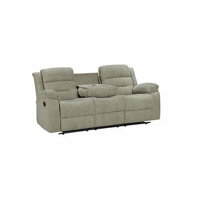 Tucker 3 Seater Fabric Recliner W/ Drop Down Table & Wireless Charging  - Green