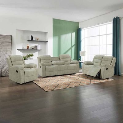 Tucker 2 Seater Fabric Recliner  - Green