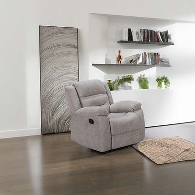 Tucker 1-Seater Fabric Recliner - Grey - With 2-Year Warranty