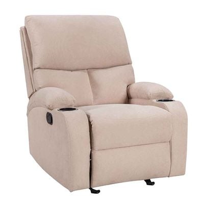 Milnard 1 Seater Fabric  Rocking Recliner W/ 2 Cup Holders    - Mocha