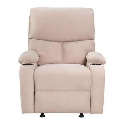 Milnard 1 Seater Fabric  Rocking Recliner W/ 2 Cup Holders    - Mocha