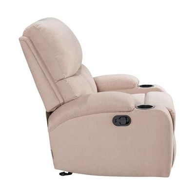 Milnard 1-Seater Fabric Rocking Recliner with 2 Cup Holders - Mocha - With 2-Year Warranty