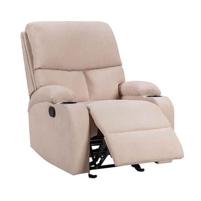 Milnard 1 Seater Fabric  Rocking Recliner W/ 2 Cup Holders    - Mocha