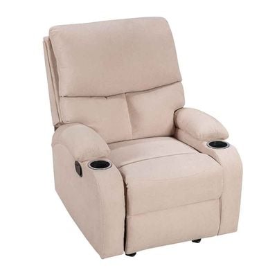 Milnard 1 Seater Fabric  Rocking Recliner W/ 2 Cup Holders    - Mocha