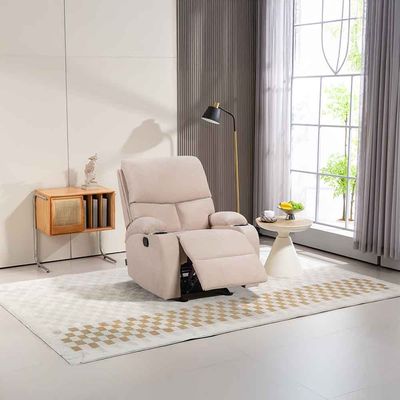 Milnard 1-Seater Fabric Rocking Recliner with 2 Cup Holders - Mocha - With 2-Year Warranty