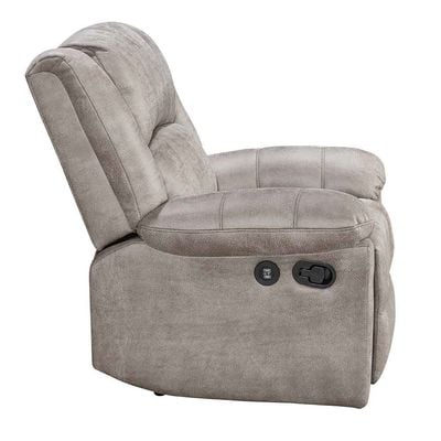 Crisset 1-Seater Fabric Manual Recliner with USB Port - Grey - With 2-Year Warranty