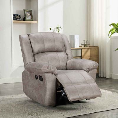 Crisset 1 Seater Fabric Manual Recliner W/ Usb Port - Grey