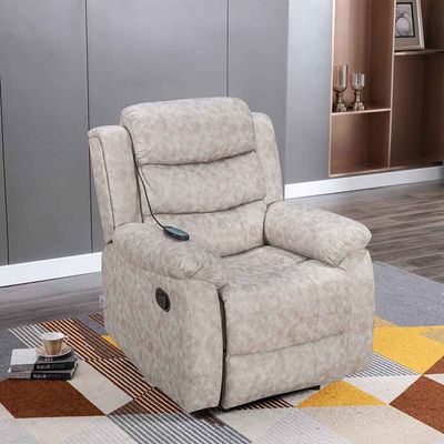 Dindo 1 Seater Fabric Manual Recliner W/ 8 Point Massage  - Grey