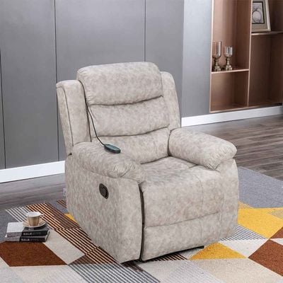 Dindo 1-Seater Fabric Manual Recliner with 8-Point Massage - Grey - With 2-Year Warranty