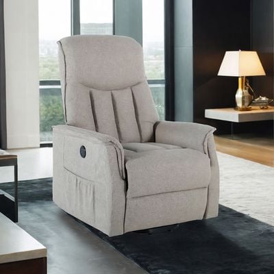 Danny 1 Seater Lift Chair w/ Electric Fabric Recliner - Brown