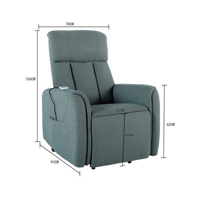 Grandia 1 Seater Lift Chair w/ Electric Fabric Recliner + Massage & Heating - Green