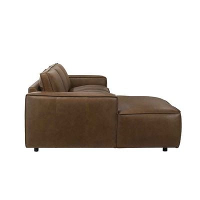 Barick  Full Leather Left Corner  Sofa -  Dark Brown