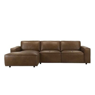 Barick  Full Leather Left Corner  Sofa -  Dark Brown