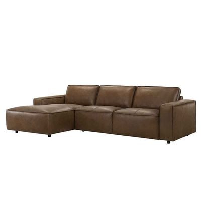 Barick  Full Leather Left Corner  Sofa -  Dark Brown