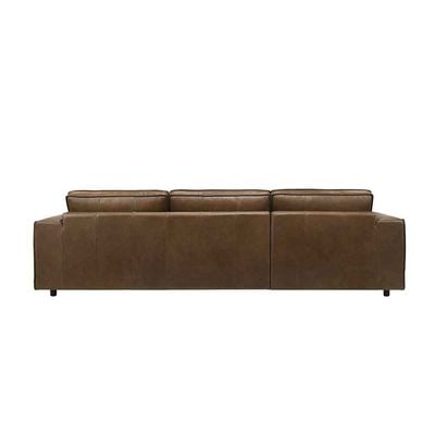 Barick Full Leather Left Corner Sofa - Dark Brown - With 2-Year Warranty