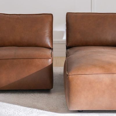 Barick  Full Leather Right  Corner  Sofa -  Dark Brown