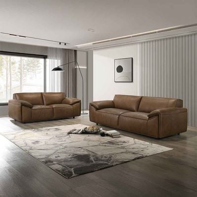 Barick  Full Leather 3 Seater Sofa -  Dark Brown