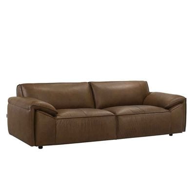 Barick  Full Leather 3 Seater Sofa -  Dark Brown