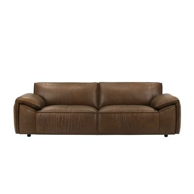 Barick  Full Leather 3 Seater Sofa -  Dark Brown