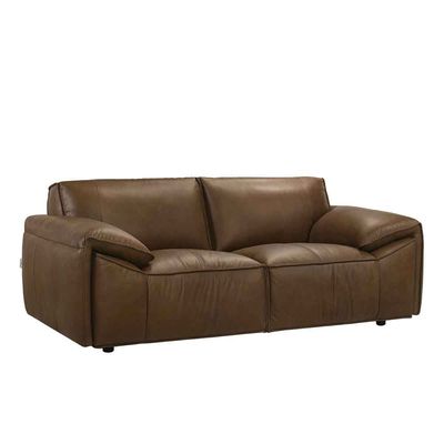 Barick  Full Leather 3+2 Seater Sofa Set -  Dark Brown