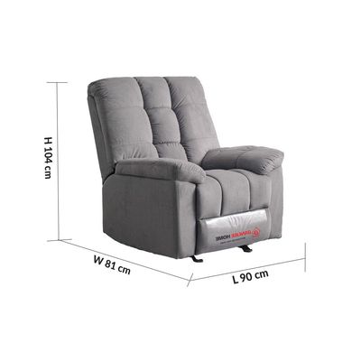 V2 Simone 1-Seater Manual Fabric Recliner Sofa - Grey - With 2-Year Warranty