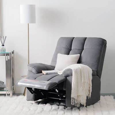 V2 Simone 1-Seater Manual Fabric Recliner Sofa - Grey - With 2-Year Warranty