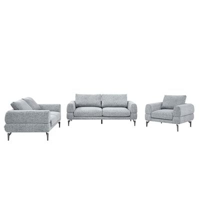 Pletora 3-Seater Fabric Sofa - Light Grey - With 2-Year Warranty