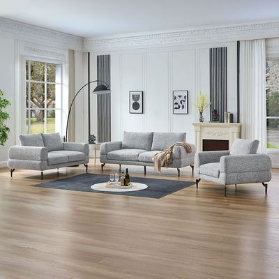 Pletora 3-Seater Fabric Sofa - Light Grey - With 2-Year Warranty