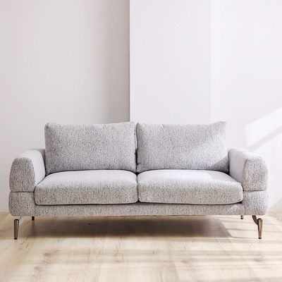 Pletora 3-Seater Fabric Sofa - Light Grey - With 2-Year Warranty