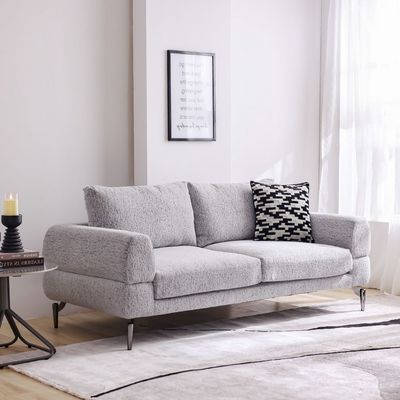 Pletora 3-Seater Fabric Sofa - Light Grey - With 2-Year Warranty