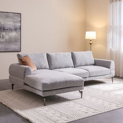 Pletora 3-Seater Left Corner Fabric Sofa - Light Grey - With 2-Year Warranty