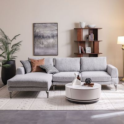 Pletora Left Corner Fabric  Sofa - Light Grey