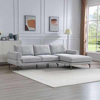 Pletora Right Corner Fabric Sofa - Light Grey - With 2-Year Warranty