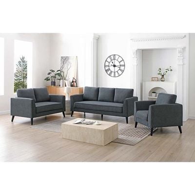 Merrie 3+2+1 Seater Fabric Sofa Set- Grey