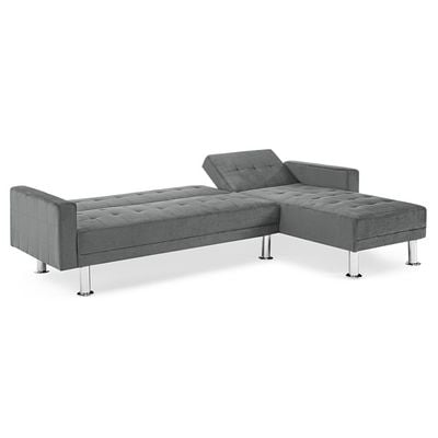 Stingler Reversible Corner Fabric Sofa - Velvet Grey