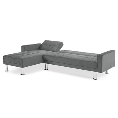 Stingler Reversible Corner Fabric Sofa - Velvet Grey