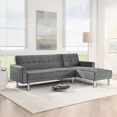 Stingler Reversible Corner Fabric Sofa - Velvet Grey