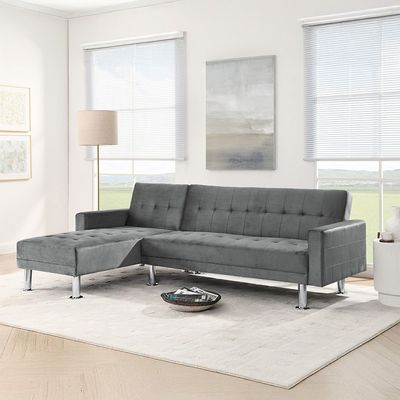 Stingler Reversible Corner Fabric Sofa - Velvet Grey