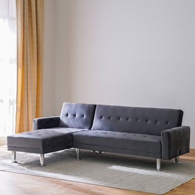 Stingler Reversible Corner Fabric Sofa - Velvet Grey