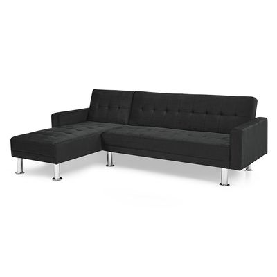 Stingler Reversible Corner Fabric Sofa - Velvet Black