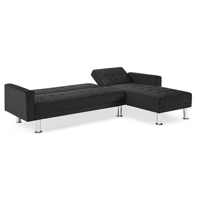 Stingler Reversible Corner Fabric Sofa - Velvet Black