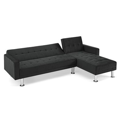 Stingler Reversible Corner Fabric Sofa - Velvet Black