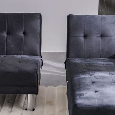 Stingler Reversible Corner Fabric Sofa - Velvet Black