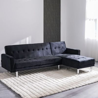 Stingler Reversible Corner Fabric Sofa - Velvet Black