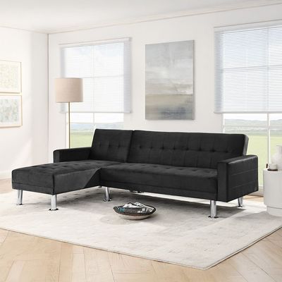 Stingler Reversible Corner Fabric Sofa - Velvet Black