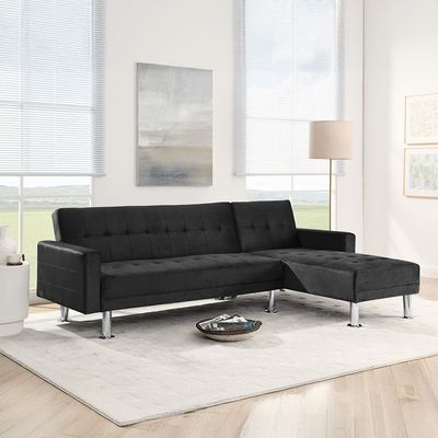 Stingler Reversible Corner Fabric Sofa - Velvet Black