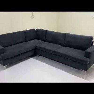 Mikee Corner Fabric Sofa - Dark  Grey