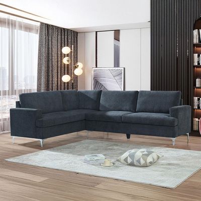 Mikee Left Corner Fabric Sofa - Dark Grey - With 2-Year Warranty